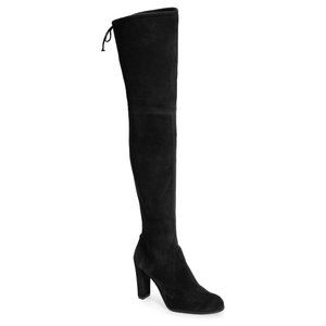 $1050 Stuart Weitzman Highland over the knee boot black suede block 8.5 (PA34)